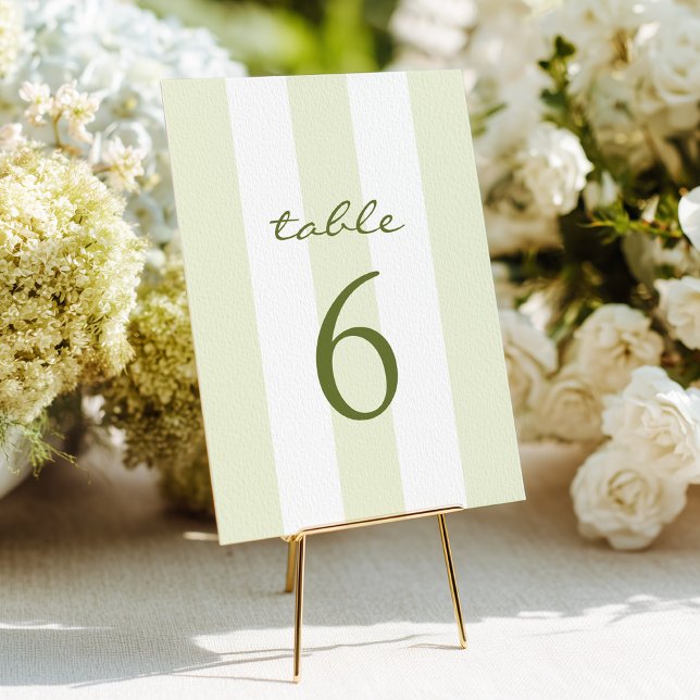Green Stripe Wedding Table Number Einladung (Von Creator hochgeladen)