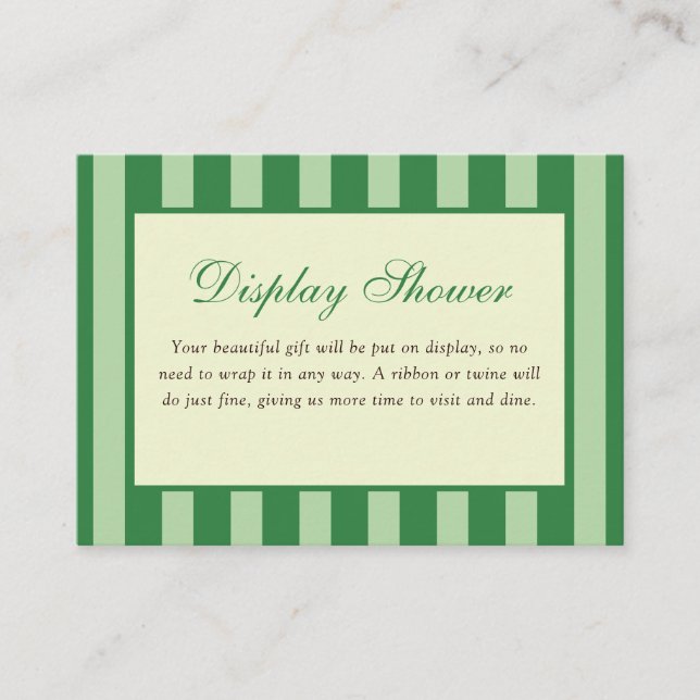 Green Striped Bridal Shower Display Shower Begleitkarte (Vorderseite)