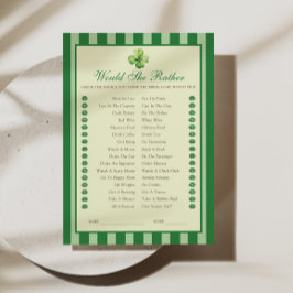 Green Striped Clover Would She Rather Game Card Einladung