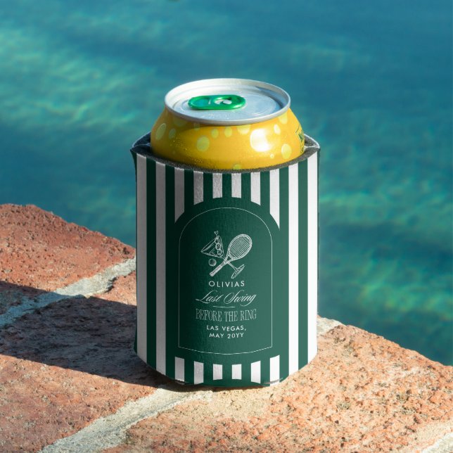 Green striped elegant tennis-themed bachelorette dosenkühler (In Situ Pool)