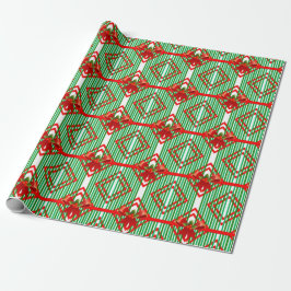 Green Striped Red Bow Accent Retro Weihnachten Geschenkpapier