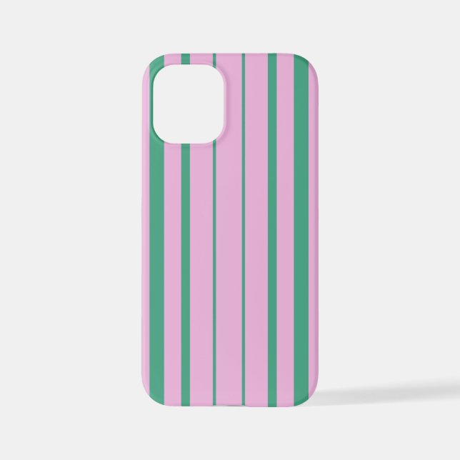 Green Stripes and Soft Pink iPhone 12 Mini Case Hülle (Rückseite)