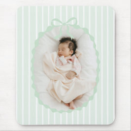 Green Stripes Bow Frame Custom Photo Mousepad