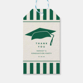 Green Stripes Custom Graduation Party Favor Geschenkanhänger