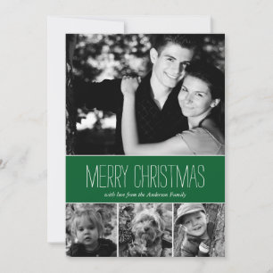 Green Stripes Happy Holidays Carte photo