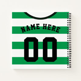 Green Stripes Jersey Template Notebook, Fußball Notizbuch