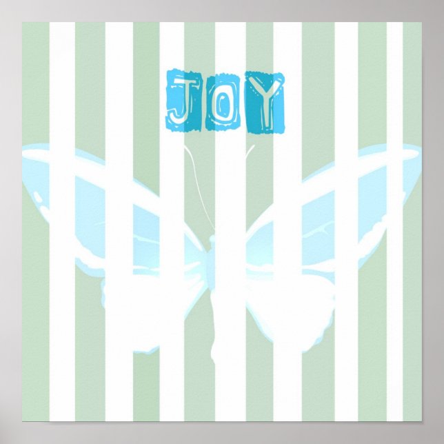 Green Stripes Joy Papillon Poster (Devant)