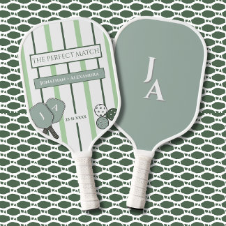 Green Stripes Perfect Match Couples  Pickleball Schläger