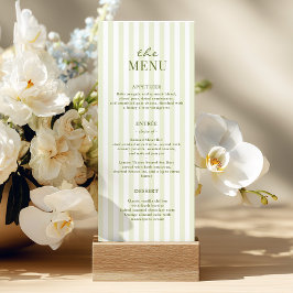 Green Stripes Wedding Menu Menükarte