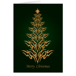 Green Stylish Christmas Tree Greetings Card