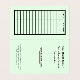 Green Stylish Dentist Appointment Card Visitenkarten