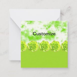 Green Succulate Flat Note Card Mitteilungskarte