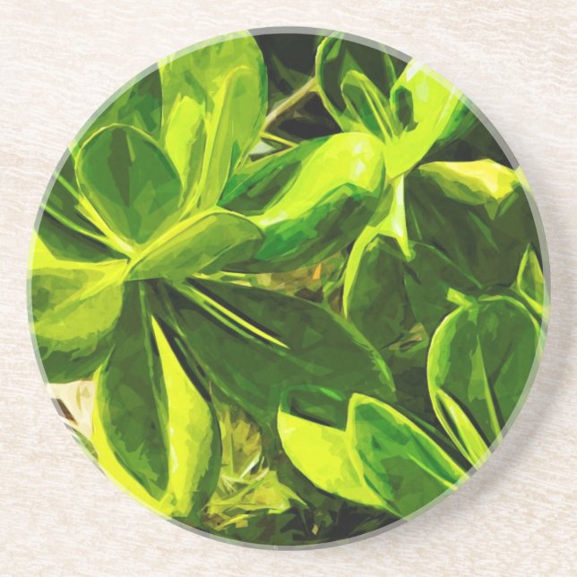 Green Succulent Ocean Beach Pflanze Abstrakt Sandstein Untersetzer (Vorne)