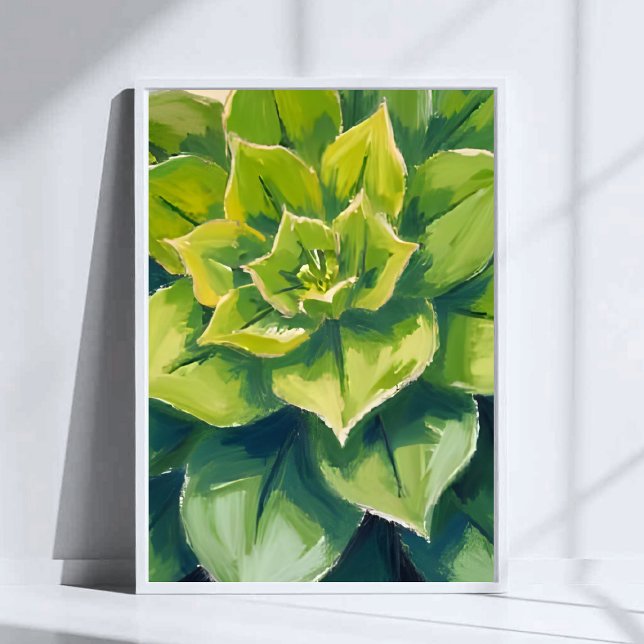 Green Succulent Plant Watercolor Painting Poster (Von Creator hochgeladen)