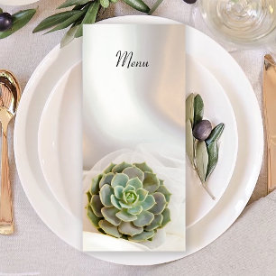 Green Succulent sur le menu Mariage blanc