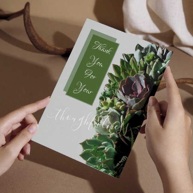 Green Succulent Wedding Dankeschön Karten (Von Creator hochgeladen)