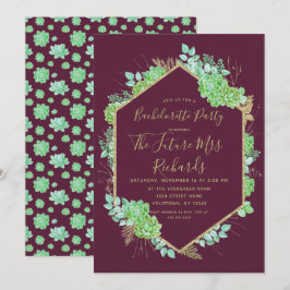 Green Succulents Bachelorette Party Invitation