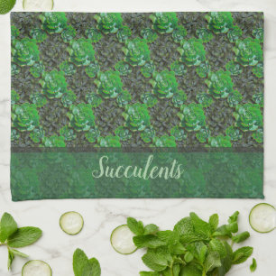 Green Succulents Lattice Pattern Küchentücher