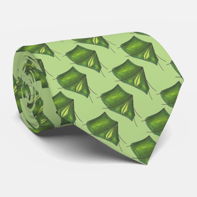 Green Summer Camp Camping Zelt Print Zelte Krawatt Krawatte (Gerollt)