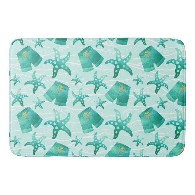 GREEN SUMMERTIME STARFISH & BADEGELN BADEMATTE (Vorderseite)