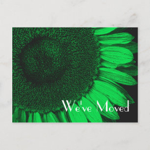 Green Sunflower New Address Floral Postcard Ankündigungspostkarte