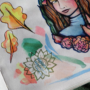 Green Sunflower Pentagram Druid Pagan Gummistempel