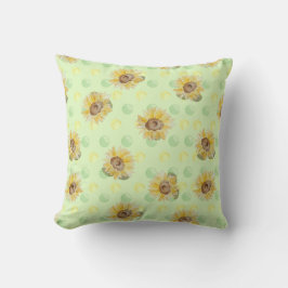 Green Sunflower Polka Dot Throw Kissen