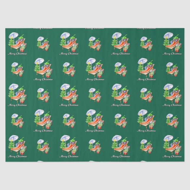 Green Sunny Funny Merry Weihnachtsmuster Seidenpapier (Vorderseite)