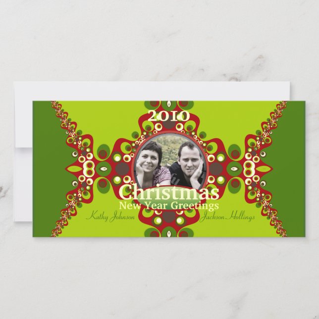 Green Super Christmas Holiday Photocard modèle (Devant)