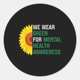 Green Support Mental Health Awareness Sunflow Runder Aufkleber