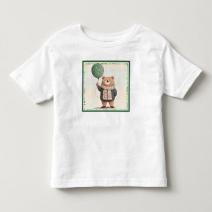 Green Sweater Bär mit Fall Kariert Scarf Kleinkind T-shirt