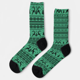 Green Sweater Rentier Weihnachten Socken
