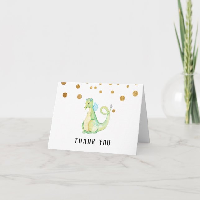 * Green Sweet Dragon Baby Dusche Niedlich Danke (Vorderseite)