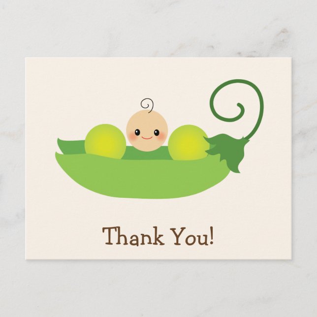Green Sweet Pea Baby Dusche Vielen Dank Postkarte (Vorderseite)