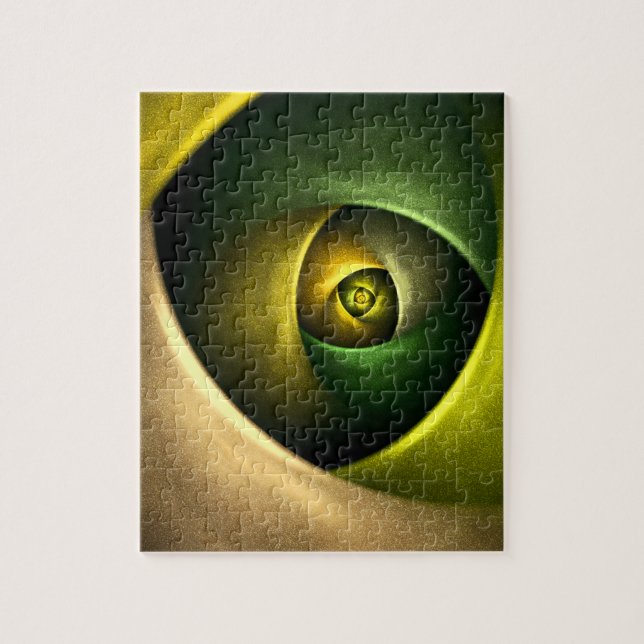 Green Swirl Floral Modernes Abstraktes Kunstmuster (Vertikal)