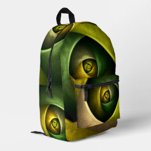 Green Swirl Floral Modernes Abstraktes Kunstmuster Bedruckter Rucksack