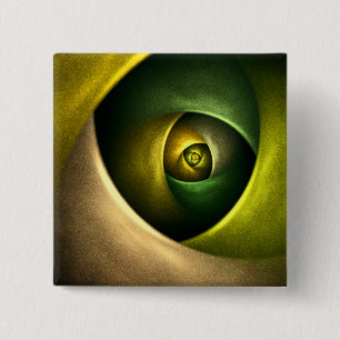 Green Swirl Floral Modernes Abstraktes Kunstmuster Button