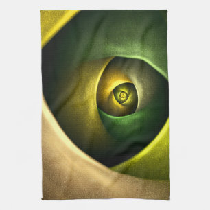 Green Swirl Floral Modernes Abstraktes Kunstmuster Geschirrtuch