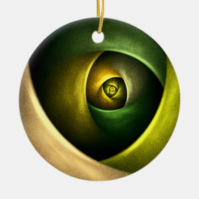 Green Swirl Floral Modernes Abstraktes Kunstmuster Keramik Ornament (Vorne)
