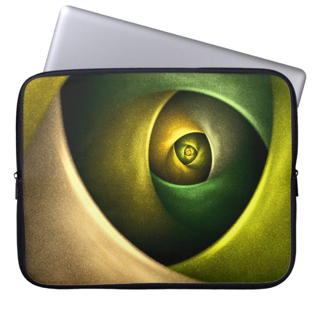 Green Swirl Floral Modernes Abstraktes Kunstmuster Laptopschutzhülle (Vorderseite)