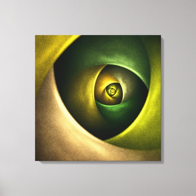 Green Swirl Floral Modernes Abstraktes Kunstmuster Leinwanddruck (Vorderseite)