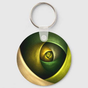 Green Swirl Floral Modernes Abstraktes Kunstmuster Schlüsselanhänger