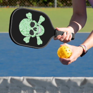 Green Swirl Ireland Skull and Crossbones Pickleball Schläger