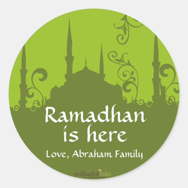 Green Swirl Moschee Stickers (Vorderseite)