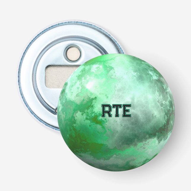 Green Swirl Psychedlic Sphere Optical Illusion Flaschenöffner (Vorderseite)