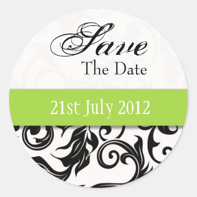 Green Swirl Save the Date Aufkleber (Vorderseite)