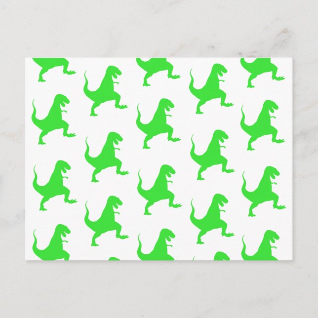 Green t-rex pattern postkarte (Vorderseite)