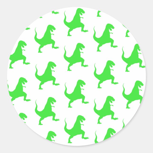Green t-rex pattern runder aufkleber (Vorderseite)