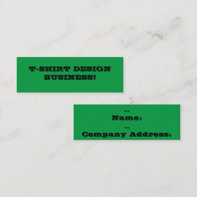 Green T - Shirt Design Business Mini Business Card Mini Visitenkarte (Vorne/Hinten)
