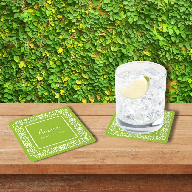 GREEN TALAVERA BRAUTPARTY RECHTECKIGER PAPPUNTERSETZER (Von Creator hochgeladen)